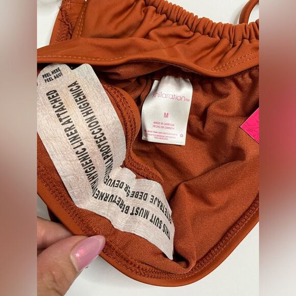 NWT Xhilaration Junior Girls Cheeky String Bikini Bottoms Size M Rust #242 - Picture 8 of 10